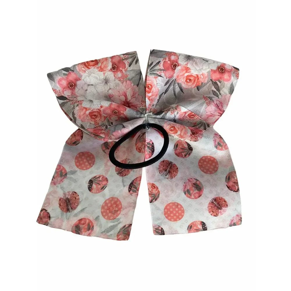 BUNDLE Girl’s Lot of 2 Multicolor Floral Hair Bow Ties NEW